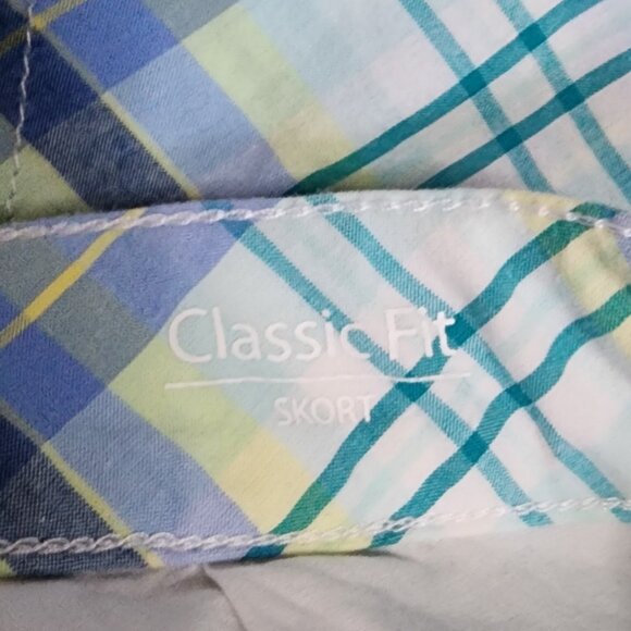 Croft & Barrow Skort Womens SIze 14 Blue Green Plaid Classic Fit Pockets Sports - Picture 6 of 7